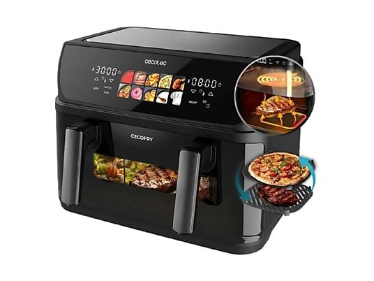 Freidora de aire Cecotec Cecofry&Grill Duoheat 10000, 10 L, 2800W, Negro - Electrodomésticos Idea SL