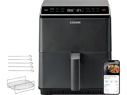 Freidora de aire Cosori Dual Blaze Chef Edition, 6.4 L, 1700W, Negra - Electrodomésticos Idea SL