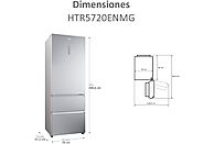Frigorífico Combi Haier 3D 70 Series 5, 483 L, 70 cm de ancho, Plata - Electrodomésticos Idea SL