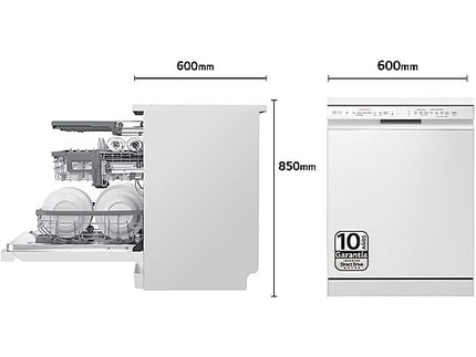 Lavavajillas LG DF243FWS de 60 cm, 14 servicios, Clase D, Blanco - Electrodomésticos Idea SL