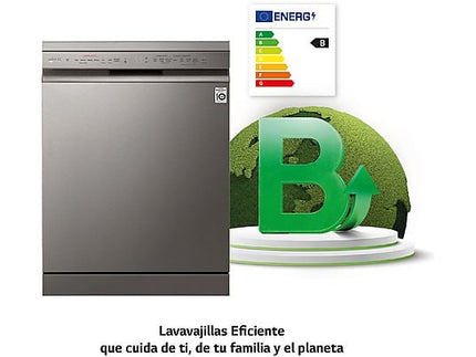 Lavavajillas LG DF365FPS, 14 servicios, Clase B, Inox Antihuellas - Electrodomésticos Idea SL