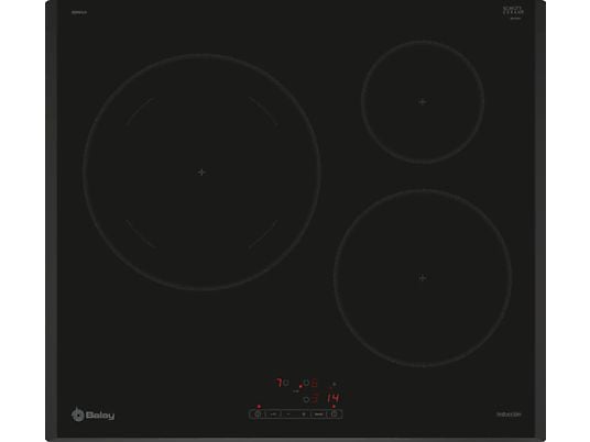 Placa de Inducción Balay 3EB965LR, 3 Zonas de cocción, 60 cm, Negra