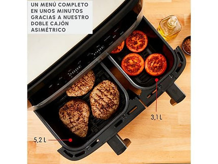 Freidora de aire y grill Moulinex Dual Easy Fry & Grill EZ905D, 8.3 L, Inox - Electrodomésticos Idea SL